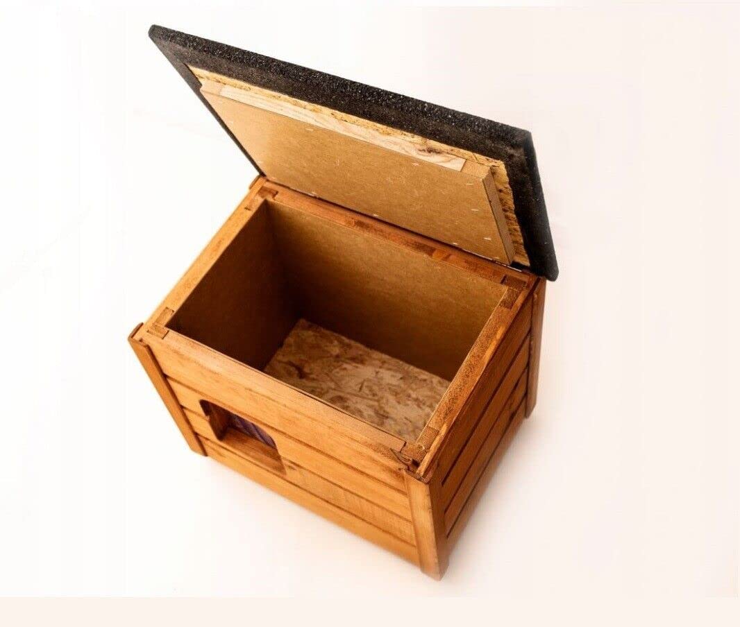 Niche pour chat 57 x 47 cm - Niche d'extérieur pour l'extérieur - Résistante à l'hiver - En bois isolée - Cachette de sécurité et confort - Marron