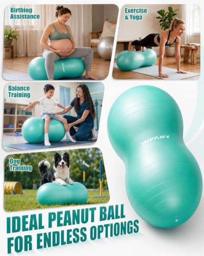 Image of INPANY Peanut Ball - Anti Burst Exercise Ball for Labor Birthing, Physical Therapy for Kids, Core Strength, Flexible Seating, Home & Gym Fintness, Sensory Chair Wiggle Seat for Boys and Girls