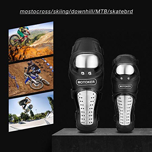 image for MOTOKER Knee Pads Motorcycle - 4Pcs Adults Stainless Steel Motorcycle 
