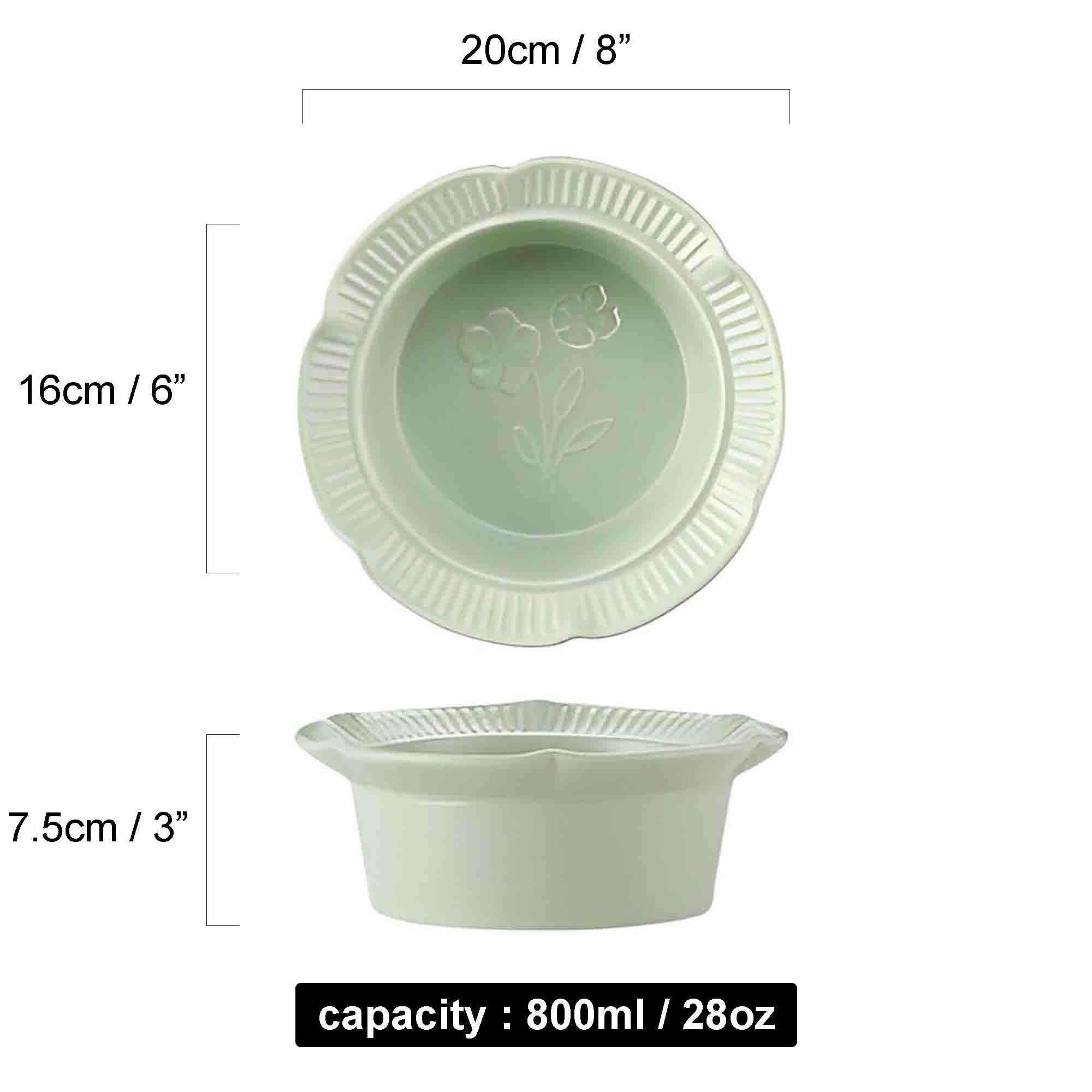 Ceramiczna miska do makaronu, Ceramiczna miska na makaron instant, zestaw misek płatki zbożowe, śniadanie 800 ml, zupa, ryż w kuchence mikrofalowej(Green)