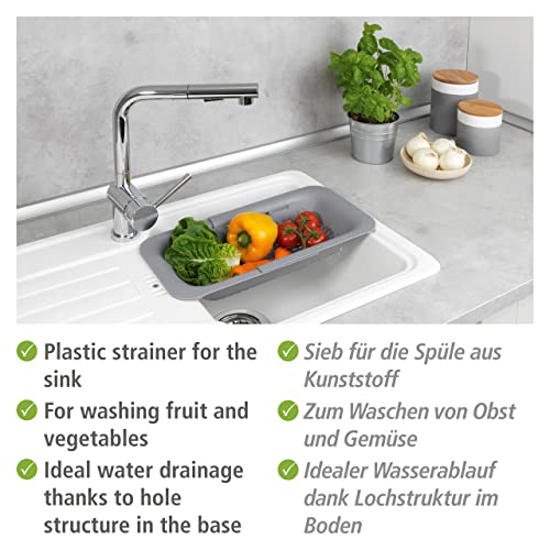 WENKO Sivo Sink Strainer Light Grey Ideal for Washing Fruit and Vegetables lightgrey, 36,5-50 x 7 x 20 cm - Image 2