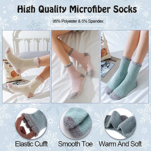 Image of LANLEO 5 /6 Pairs Womens Super Soft Fuzzy Plush Warm Winter Home Sleeping Slipper Socks