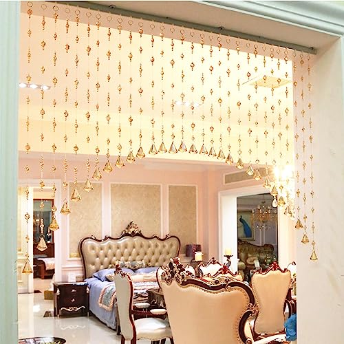 Rideaux de porte à cordes dorés avec perles de cristal pour arche