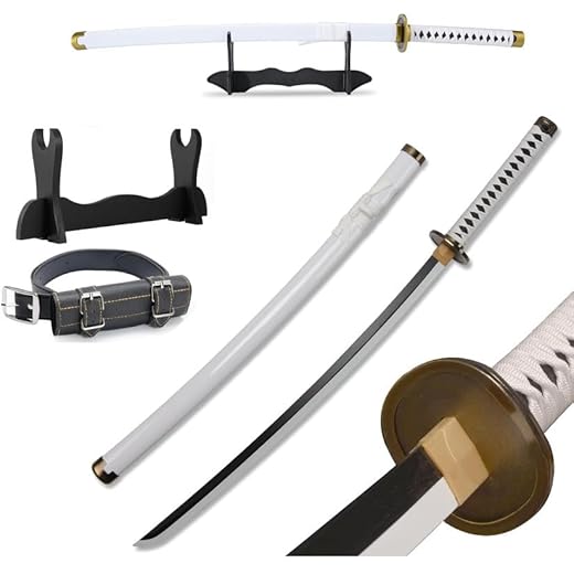 Udekit Anime Ninja Épée en Bambou Katana Guerrier Arme– 40pouces (104 cm) avec Ceinture et Support pour Halloween Fête à Thème Carnaval Fête Déguisée Cosplay