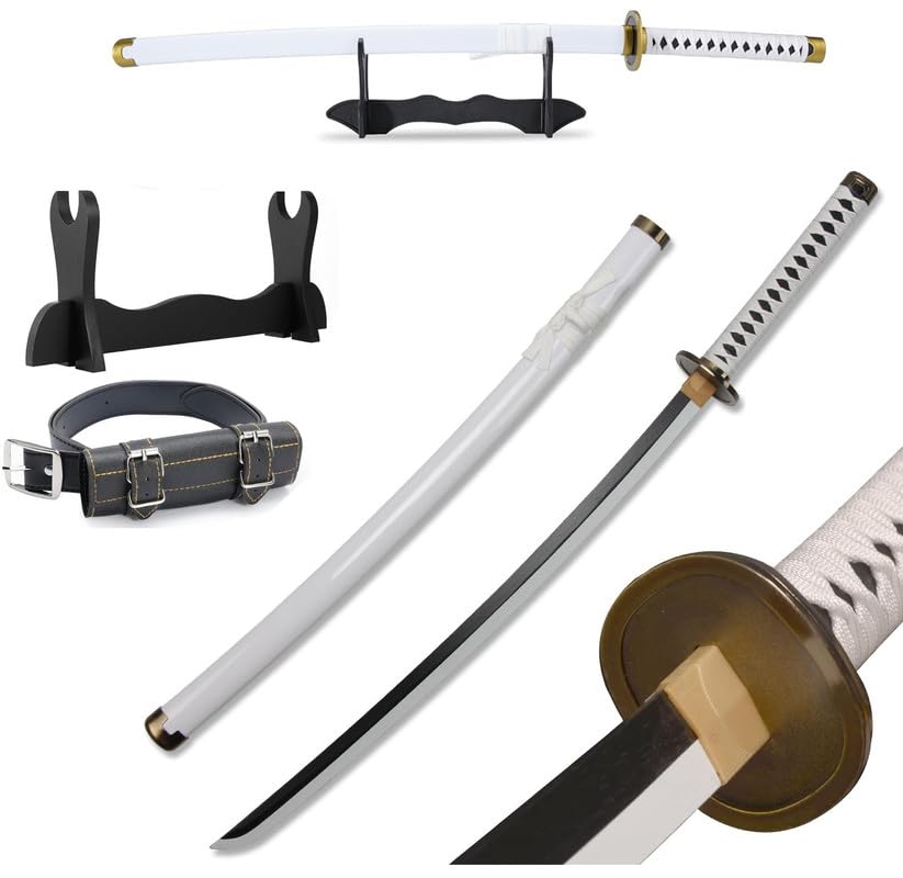 Udekit Anime Ninja Espada de Bambú Katana Guerrero Arma–40pulgadas(104 cm),con Cinturón y Soporte,para Halloween Fiesta Temática Carnaval Fiesta de Disfraces Cosplay