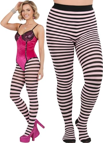 Image of ToBeInStyle Women's Thin Horizontal Stripe Opaque Tights Pantyhose - Regular or Plus