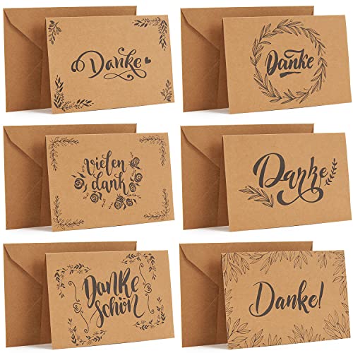 Ohuhu 36 Stück Dankeskarten mit Umschlägen und Aufklebe Kraftpapier Danke Karte für Grußkarten für Geschenkkarten DIY Dankeskarten Geschenk 10 x 15 cm auf Deutsch