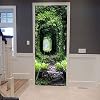 UIMXYZD 3D deurmuurschilderingen deurposter zelfklevende waterdichte deursticker vinyl groen bos trein spoor…