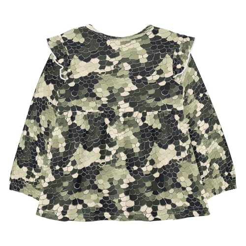 Snake Scales in Camouflage Girls Shirts Cotton Long Sleeve Ruffle Toddler Tee Tops2