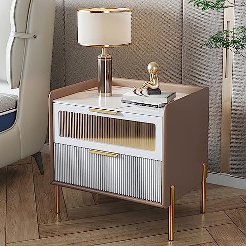 Table de chevet à 2 tiroirs abricot clair pour optimiser le rangement de votre chambre