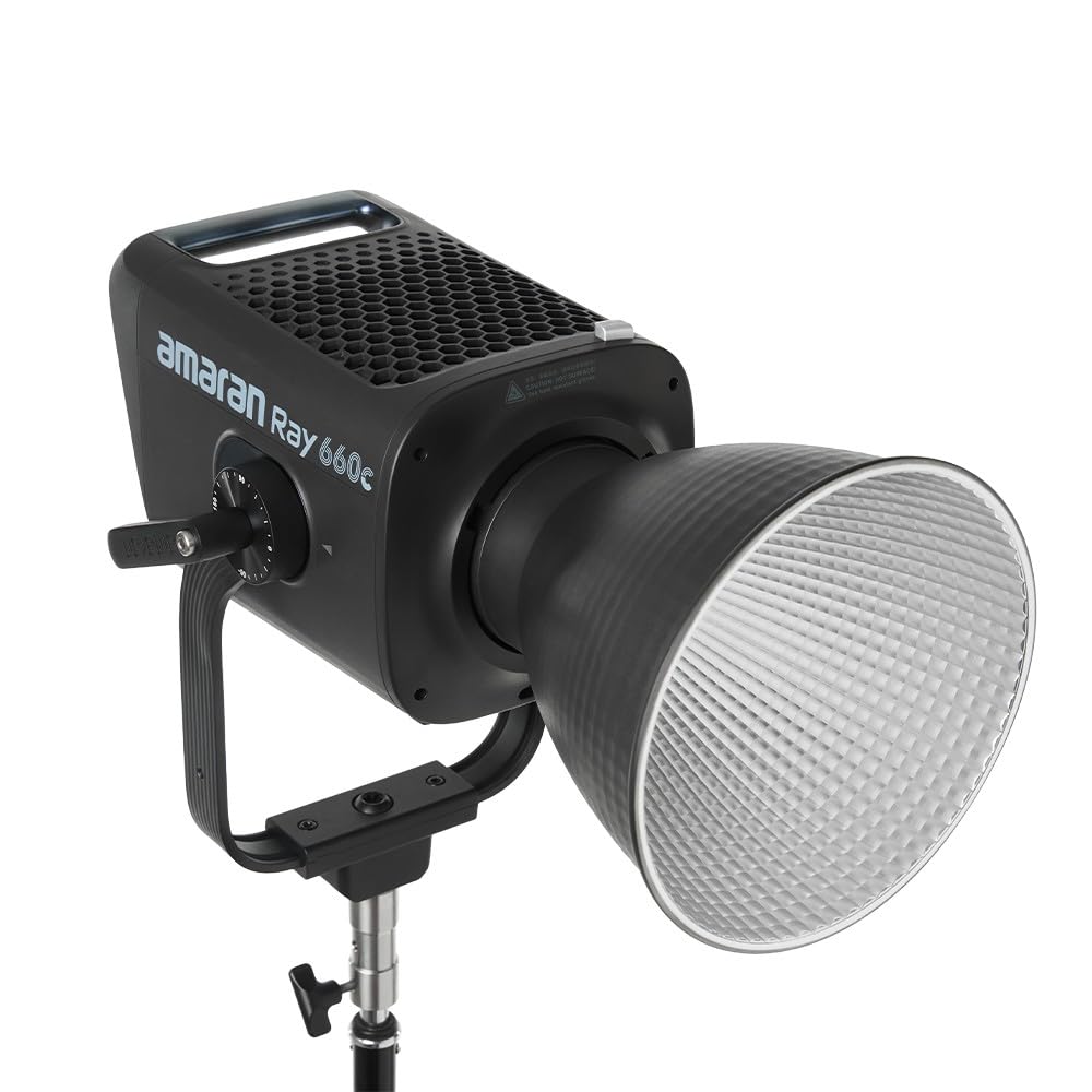 Amaran Ray 660c RGBWW LED Videoleuchte, 660W Leistungsstarkes Full-Color COB Studio-Licht, All-in-One Design mit integriertem Netzteil, IP54 Wetterfest, 2.300K-10.000K, OmniColor Engine, App/DMX | Bowens Mount, 2300K-10000K, Netzbetrieb, DMX, Sidus Link A