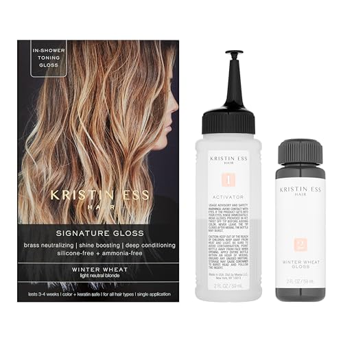 Image of Kristin Ess Hair Gloss in Winter Wheat Light Neutral Blonde - 4 Wk Semi Permanent Hair Color for Women - Light Blonde Color Depositing Conditioner & Toner for Vibrant Color + Shine - Hair Dye Glaze