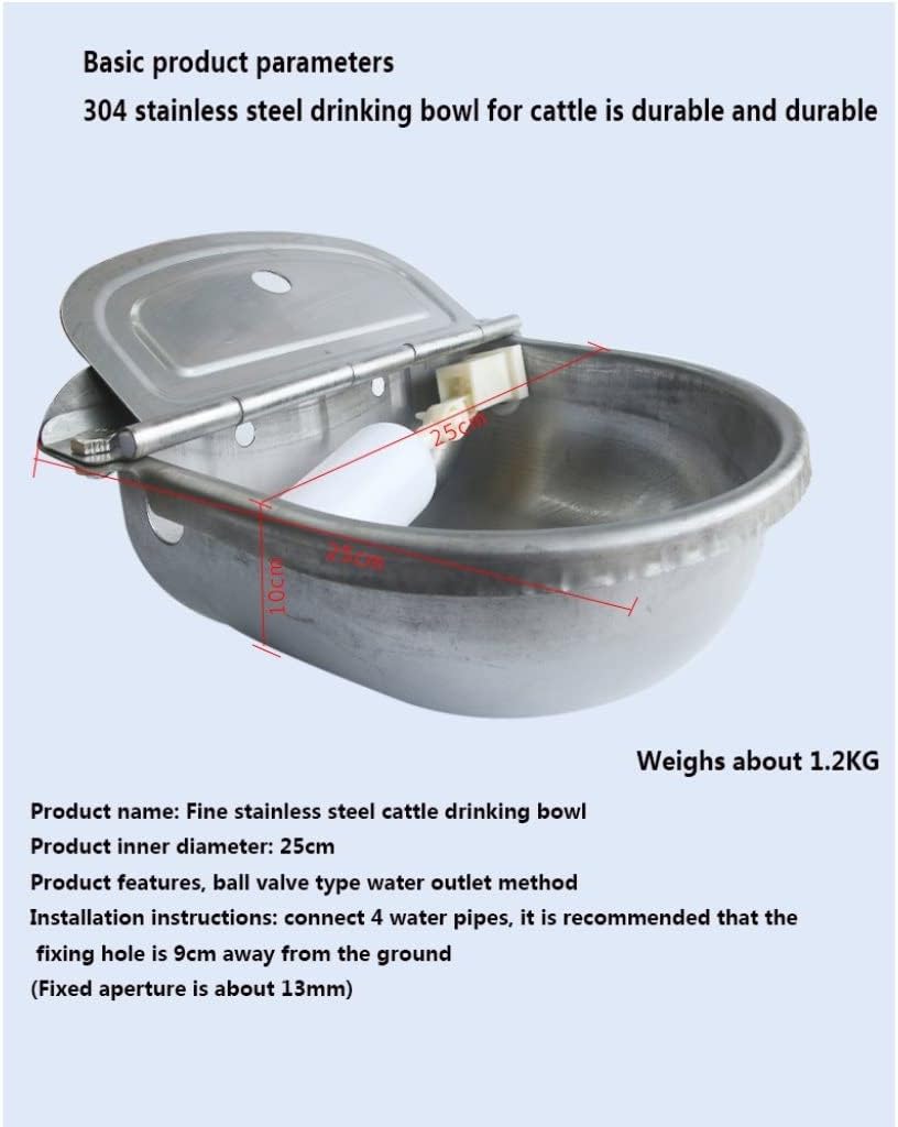 Horse Drinking Water Bowl Dispenser, Stainless Steel Drinking Bowl, Horse and Donkey Drinking Fountain, Floating Ball Drinking Trough, Feeder, Donkey and Horse Automatic Feeding Trough