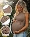 Riyiper 3 Pack 92% Cotton Mock Turtleneck Maternity Tank Tops, Ribbed Sleeveless Side Ruched Slim Pregnancy Shirts for Women(Black, White, Light Coffee,Small)