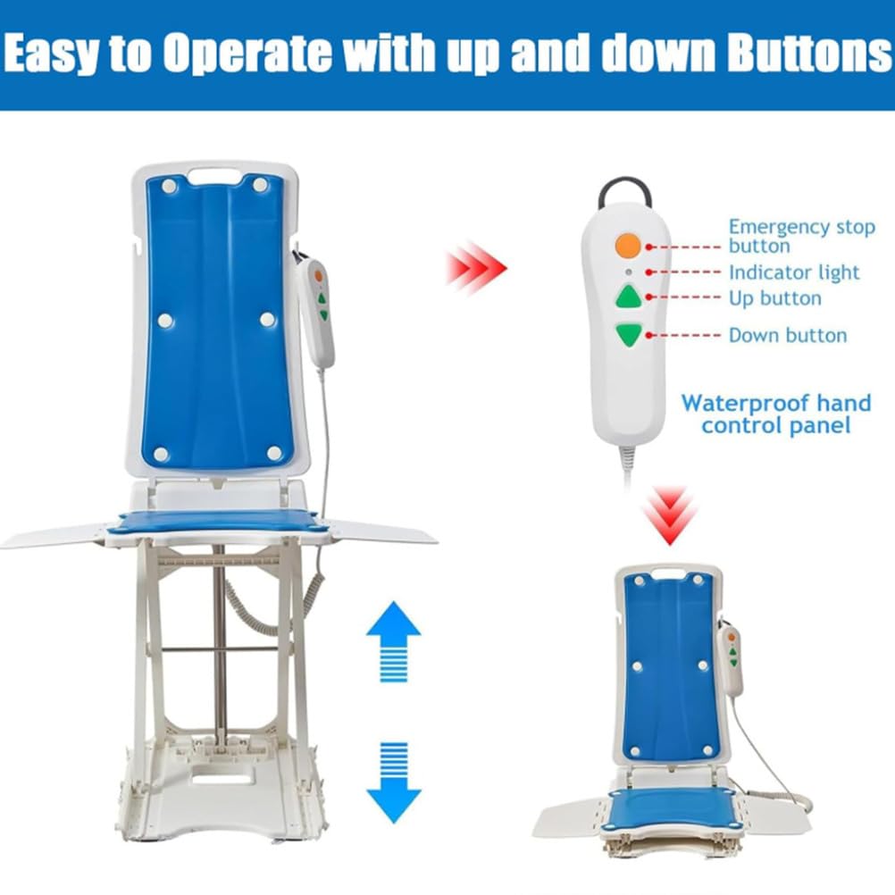 BCBKD Sollevatore per Vasca Reclining con Superficie Antibatterica – Include Coperture Blu – Limite di Peso 170Kg – Sedia da Bagno per Anziani O Disabili – Ausilio alla Mobilità Facile da Pulire