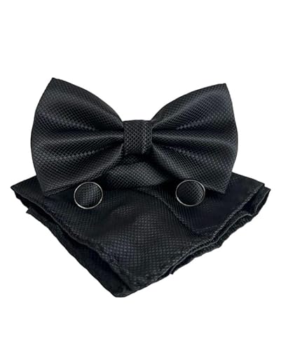Conjunto Gravata Borboleta + Abotoadura + Lenço Preta