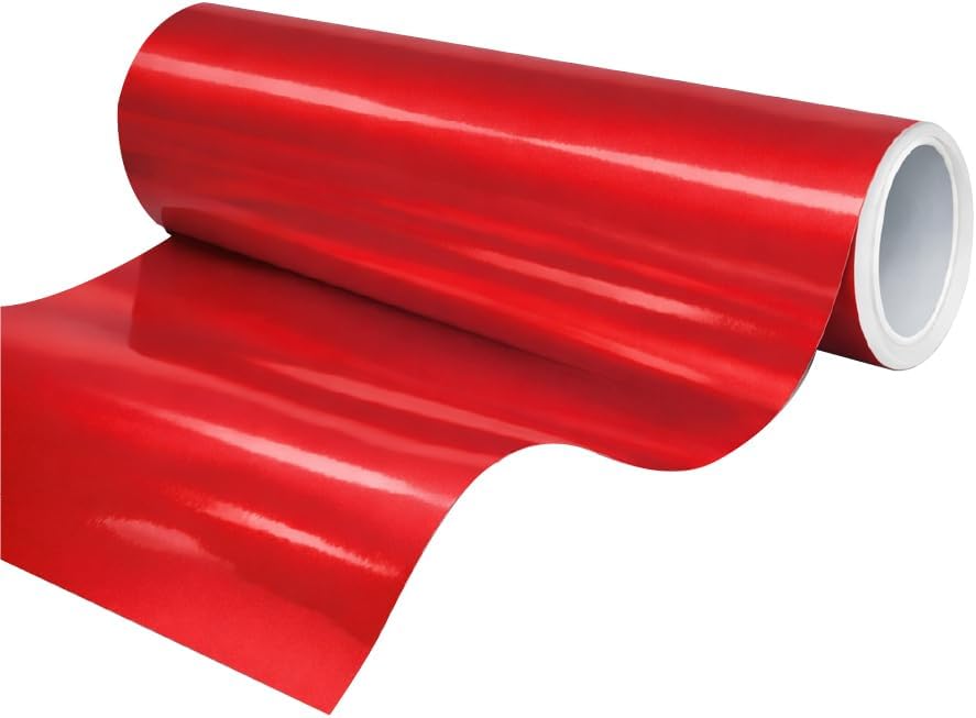 Gloss Chrome Metallic Car Vinyl Wrap Sticker Sheet Film Air Release (Red, 1ft x 5ft)