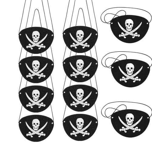 ZHAOYCSH Patches de olho pirata, 30 peças adesivo de olho preto de feltro ajustável para adultos e crianças, máscara de caveira, acessórios para festa de Halloween, cosplay e tema natalício.