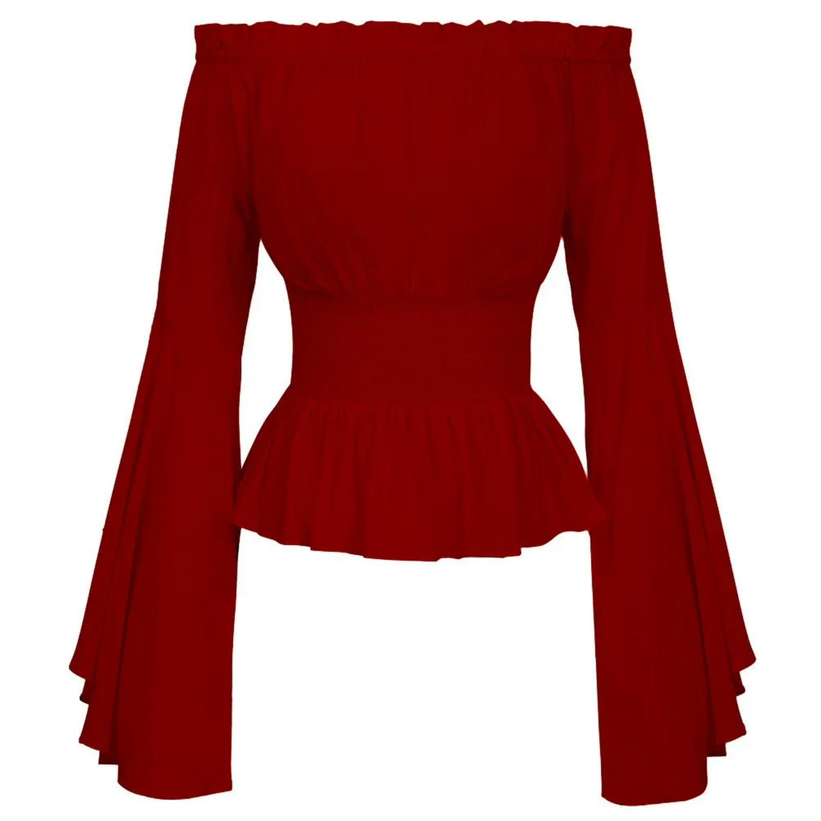Damen Renaissance-Gothic-Bluse, Glockenärmel, Rüs Produktbild-Vorschau 3