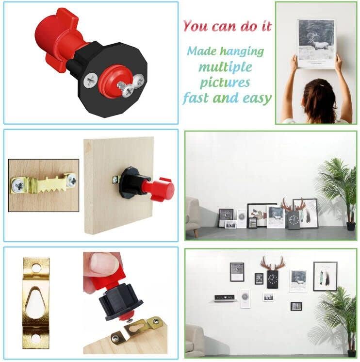 Miniatura 2 de DIKOO Kit de agujeros y nivelación para colgar cuadros para colgar murales, con mini nivel de burbuja utilizado para marcos de agujeros de uñas,