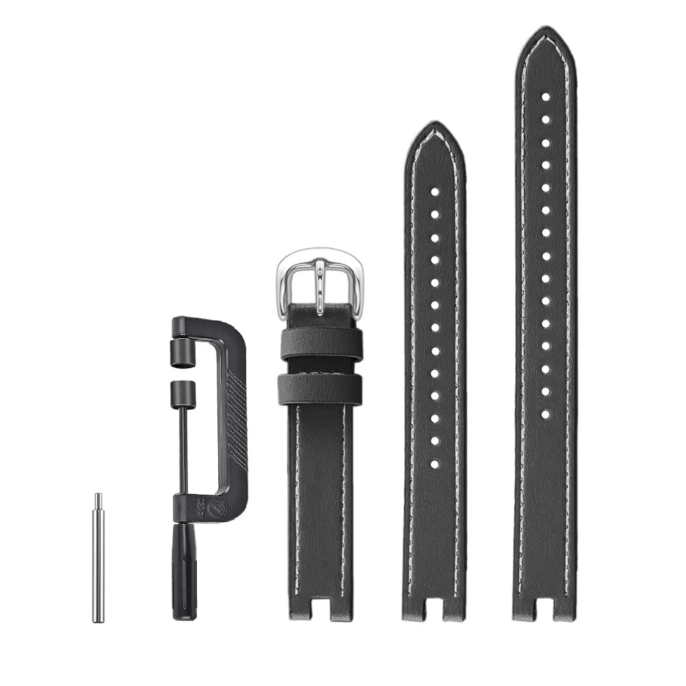 DuiGong Compatible with GarminLily Bands Replacement, Leather Strap (Black) with Unique Screwdriver