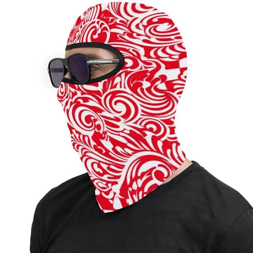 Máscara facial para hombres y mujeres roja y blanca impresa, balaclava térmico para invierno, protección contra frío, viento y rayos UV, ideal para esquí, motocicleta y ciclismo miniatura 4