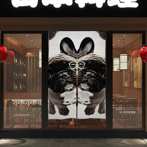 Rideau de porte bouledogue français blanc 43x142 cm isolant
