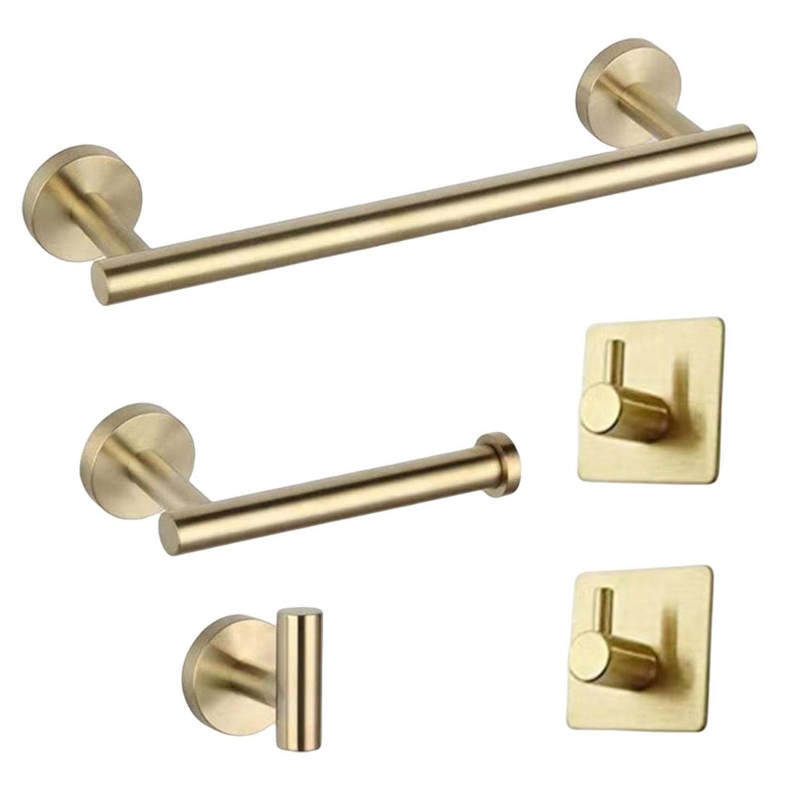 Juego de muebles de baño de acero inoxidable con toallero redondo dorado para inodoro