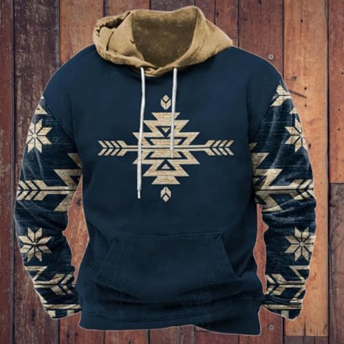 Aztec Sweatshirts for Men Fall Trendy Oversized Sweatshirts Long Sleeve Cowboy Outfits Graphic Hooded Sweatshirts2