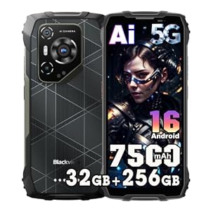 Blackview BL7000 Pro 5G Outdoor Handy ohne Vertrag Android 16, 32GB+256GB/2TB AI Handy, 6,78" FHD+ Baustellenhandy, 50MP+32MP, 7500mAh Outdoor Smartphone Wasserdicht IP68, NFC/GPS/OTG/FM,Schwarz