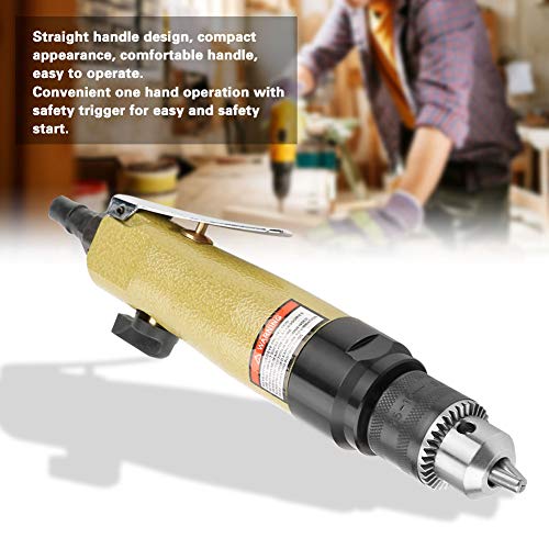 Straight Pneumatic Drill 900rpm Air Power Drill High Speed Pneumatic Drilling Engraving Polishing Tool with Adjustable Inlet Valve Wrench Chunk Key Inlet Port - Thumbnail 5