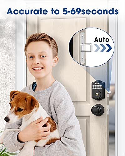 Keyless Entry Door Lock Set, Front Door Lock Set With Knob, Electronic Keypad Door Lock,300 Code Users, Auto-Lock Smart Deadbolt Lock, Ip56 Waterproof, Easy Installation, Black #TOP3
