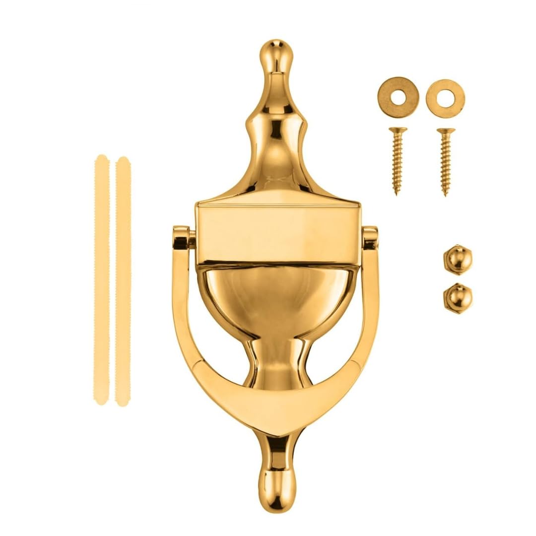 Door Knocker Victorian Urn Door Knocker for Front Door, Classic Door Knocker Universal Fixing Included Or Self Adhesive Door Furniture Front Door Knocker (Polished Gold)