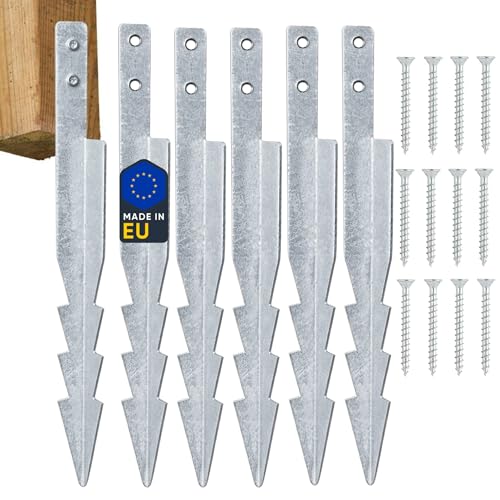 Clever Leon Ancrage Balançoire et Aire de Jeux – Kit 6 Ancrages Sol 44,5 cm Acier Galvanisé S355 avec Vis – Ancrage Portique Balançoire, Fixation Sol...