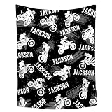 ZHONGKUI Custom Blanket with Name,Personalized Dirt Bike Throw Blankets,Customized Swaddle Blanket for Girls Boys Kid Baby Newborn Toddler Kid Birthday Gift,40