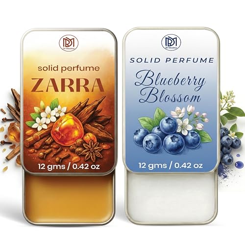 Image of Dr.Mashur Solid Perfume |blueberry blossom&zarra Alcohol Free Wax Perfume Balm, Long Lasting | Pocket Tin 12g, Pack Of 2| Non Greasy Smooth Glide, Travel Friendly Unisex Gifts He Or Her
