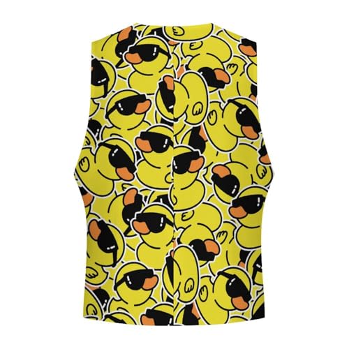 Rubber Yellow Duck with Sunglasses Funny Men's Formal Suit Vest Casual Business Dress Waistcoat Printed Vest Slim Fit4