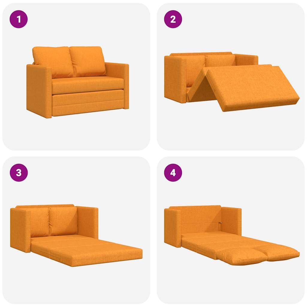 Sofá cama de color amarillo oscuro con función de dormir, 112 x 174 x 55 cm, pequeño sofá cama de tela y metal, banco con asiento cómodo para salón, habitación juvenil, estudio, habitación de