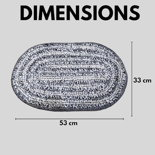 Image of Olic Doormat | Door Mat for Bathroom | Door Mats for Bedroom | Mircopolyster Door Mats for Home | Washable | Oval Shape Mat | Doormat Set of 2 (Grey) | Size - 33x53 cm