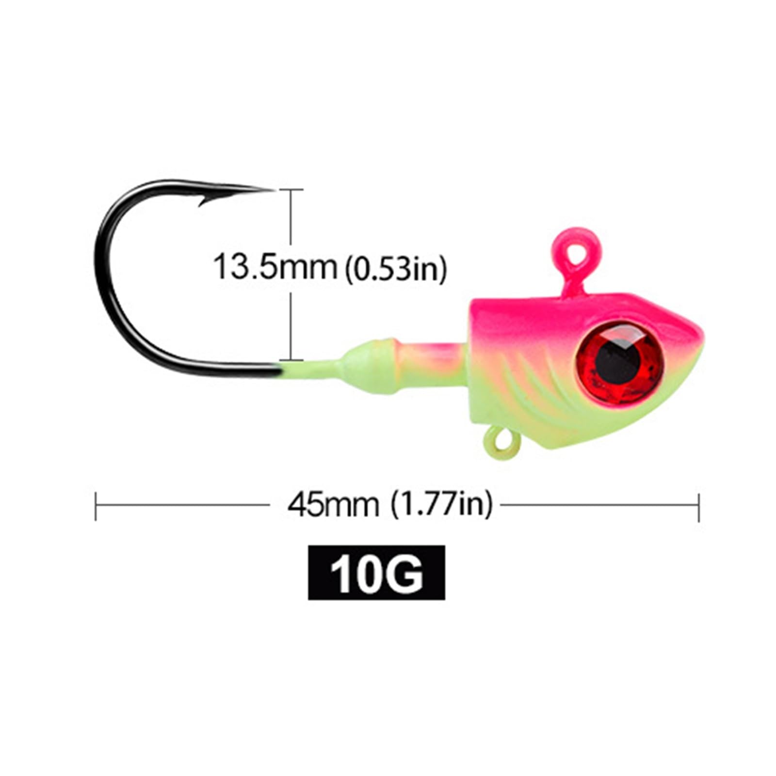 HEXEH Ami da Pesca 5pcs Morbido Amo jig Gancio Luminoso 10g-35g Amo da Pesca Testa Occhi 3D Simulazione Sangue Gancio Accessori for la Pesca Accessori per la Pesca