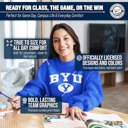 Image of NCAA College Sweatshirt Fleece Crewneck Pullover for Men and Women | Officially licensed NCAA college gameday crewneck pullover - 9 oz fleece lined sweatshirt with arch and logo design