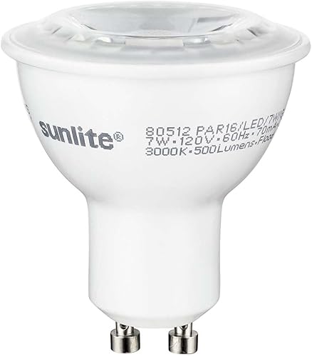 Sunlite Foco reflector LED MR16 80522, 7 vatios (reemplazo de bombilla halógena de 50 W) 120 voltios, 550 lúmenes, haz de inundación de 35°, base