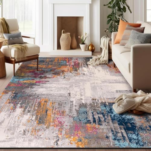 Tapis de salon 110x190cm rectangulaire gris abstrait moderne - 3