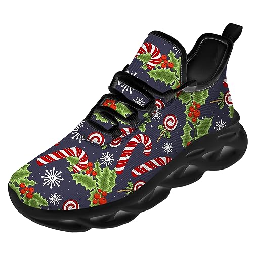 Ciadoon Christmas Shoes for Women Men Road Running Walking Tennis Breathable Lightweight Sneakers Santa Shoes Gifts for Men Women4