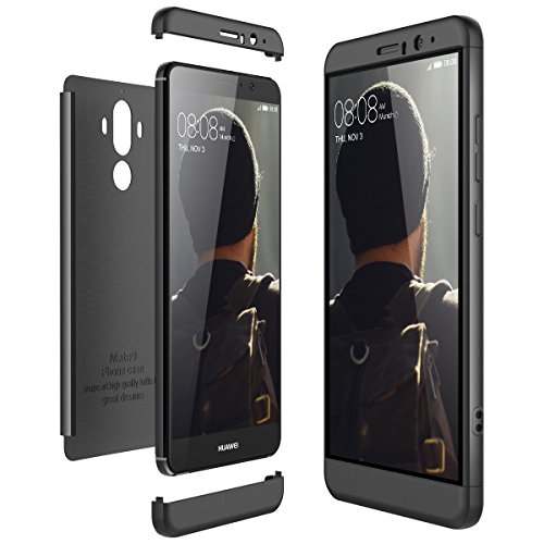 CE-Link Funda para Huawei Mate 9 Rigida 360 Grados Integral, Carcasa Mate 9 Silicona Snap On Diseño Antigolpes Choque Absorción, Huawei Mate 9 Case Bumper 3 en 1 Estructura - Negro