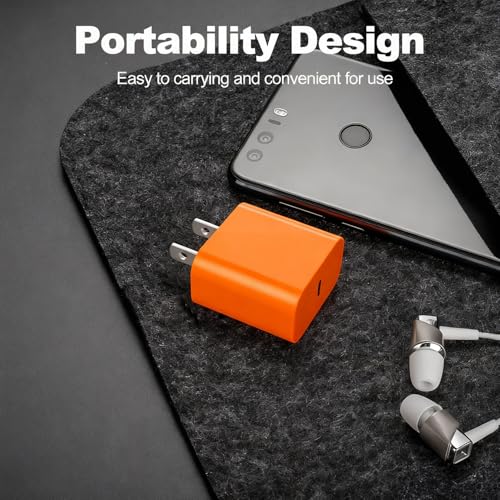 Image of iPhone 17 16 15 Charger Fast Charging,2Pack 20W Apple iPad USB C Wall Chrager Block with 6FT USB C to C Cable for iPhone 17 /Pro /Pro Max /17 Air / 16 /16 Pro /16 Pro Max /15 /Plus /Pro /Pro Max (Orange)
