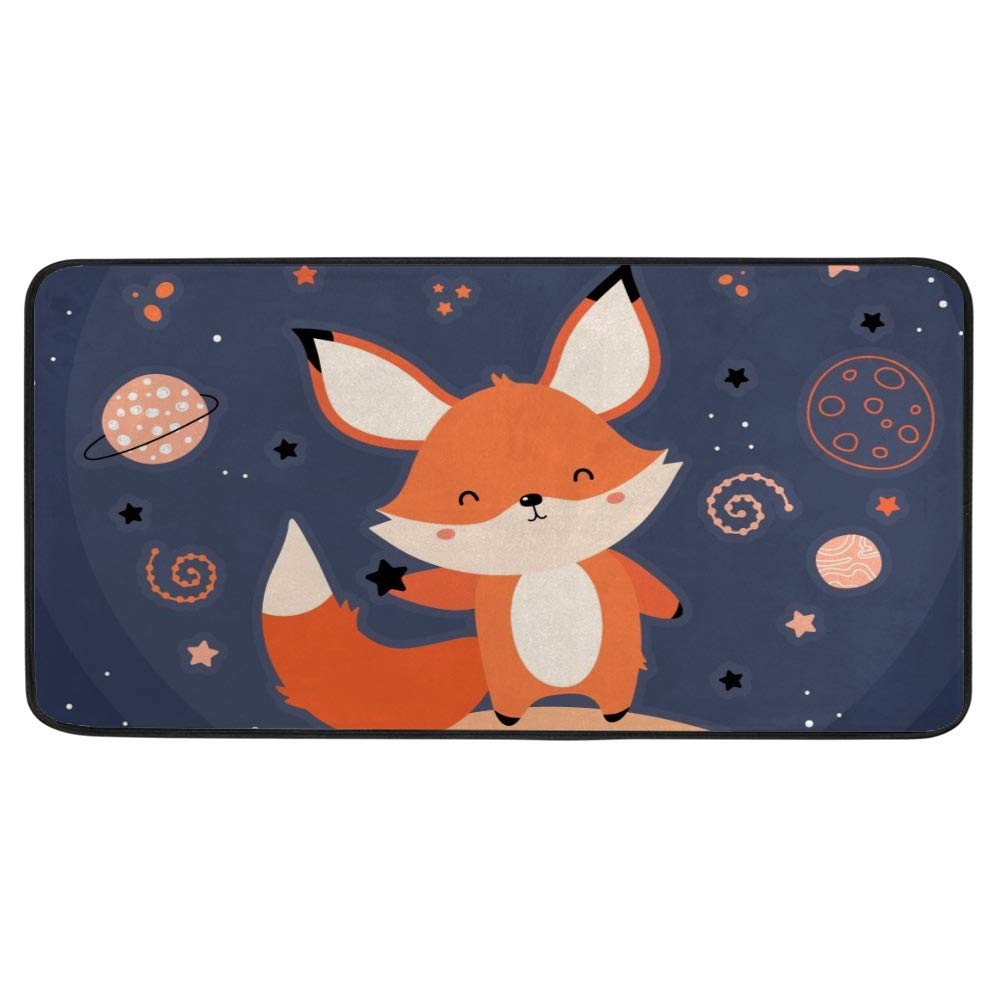Tapis de cuisine antidérapant renard 99x51cm tapis de sol confort cuisine orange