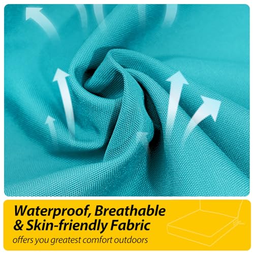 Image of AAAAAcessories Outdoor Seat Cushions for Chairs, Fade-Resistant, Waterproof Patio Furniture Replacement Cushions, 23 inch x 23 inch x 5 inch + 23 inch x 13.5 inch, Turquoise Blue