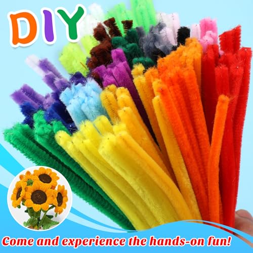 Image of Iuuidu 200PCS Pipe Cleaners Chenille Stem, 20 Color Pipe Cleaners Craft