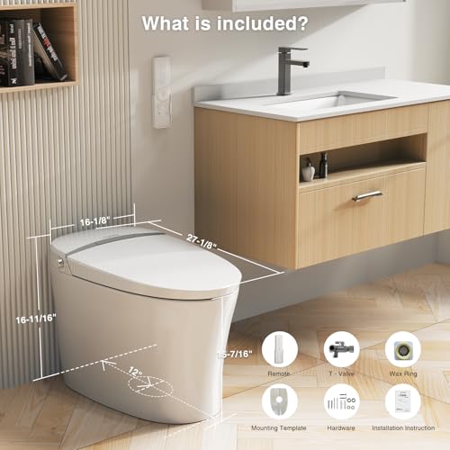 Inodoro inteligente con bidé integrado, asiento calefactado y doble descarga automática | Puntuación MaP de 1000 g, sensor para el pie, inodoro eléctrico moderno sin tanque y alargado miniatura 2